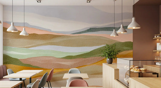 Serene Terracotta and Sage Painted Hills Wall Mural