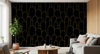 Art Deco Black Gold Arches Wallpaper⁠