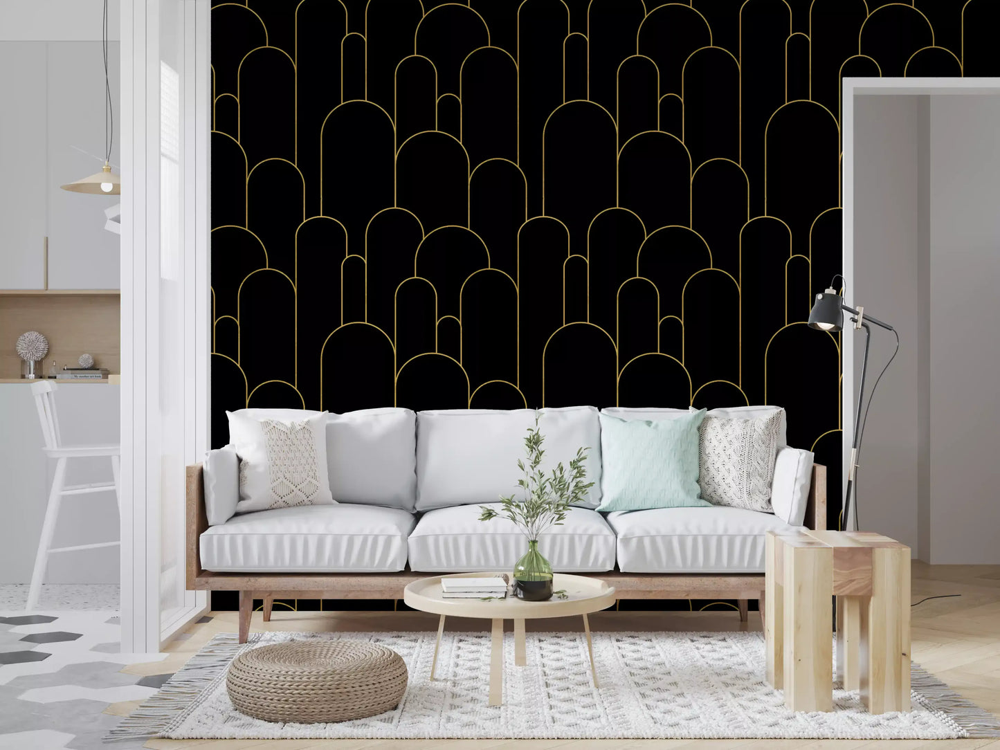Art Deco Black Gold Arches Wallpaper⁠