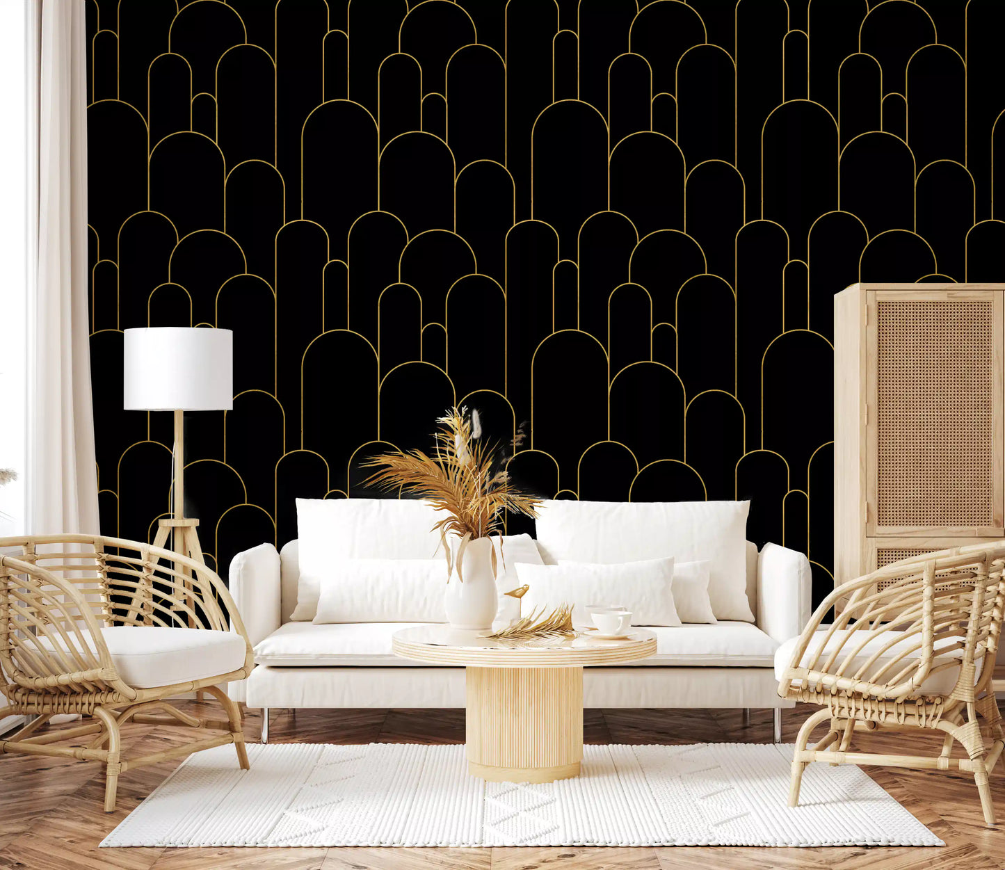 Art Deco Black Gold Arches Wallpaper⁠