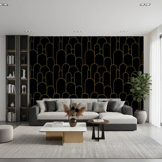 Art Deco Black Gold Arches Wallpaper⁠