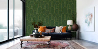 Emerald and Gold Art Deco Arches Wallpaper⁠