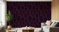Retro Glamour Plum Noir Arches Wallpaper⁠