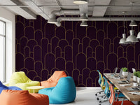 Retro Glamour Plum Noir Arches Wallpaper⁠