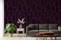 Retro Glamour Plum Noir Arches Wallpaper⁠