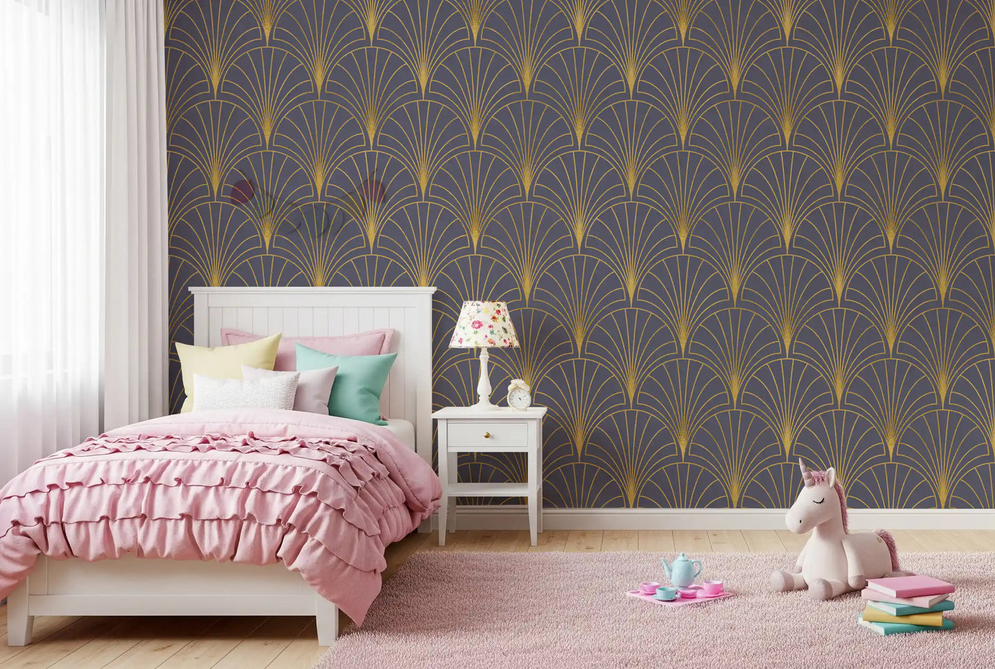 Regal Gatsby Mauve and Gold Wallpaper⁠