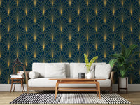 Regal Gatsby Deep Turquoise and Gold Wallpaper⁠