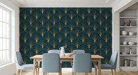 Regal Gatsby Deep Turquoise and Gold Wallpaper⁠