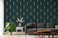 Regal Gatsby Deep Turquoise and Gold Wallpaper⁠