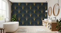 Regal Gatsby Midnight Blue and Gold Wallpaper⁠