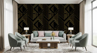 Gilded Gatsby Black and Gold Geometric Wallpaper