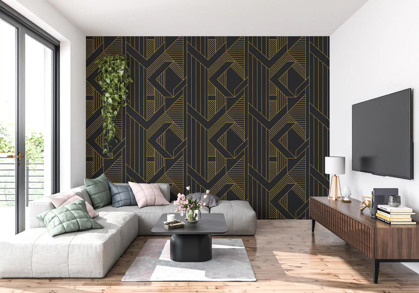Golden Era Art Deco Geometric Wallpaper
