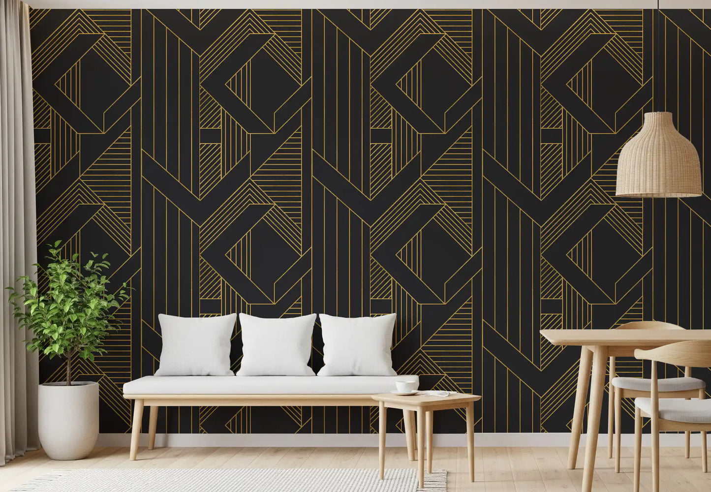 Golden Era Art Deco Geometric Wallpaper