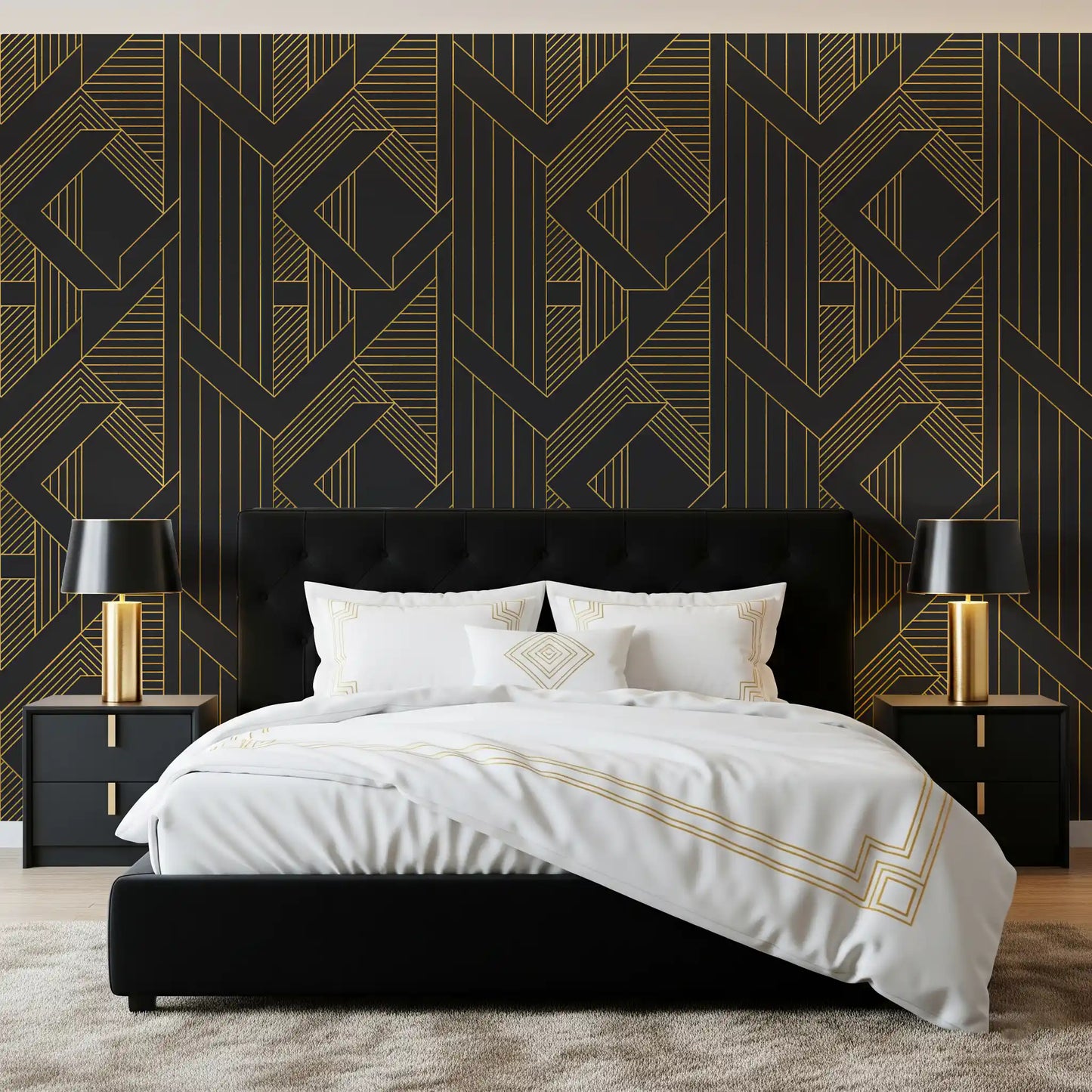 Golden Era Art Deco Geometric Wallpaper
