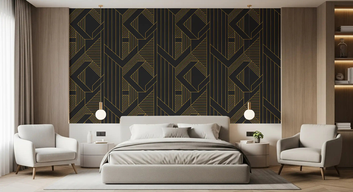 Golden Era Art Deco Geometric Wallpaper