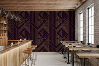 Gatsby Glamour Art Deco Purple & Gold Wallpaper