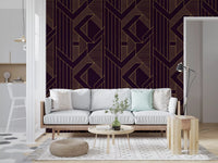 Gatsby Glamour Art Deco Purple & Gold Wallpaper
