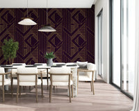 Gatsby Glamour Art Deco Purple & Gold Wallpaper