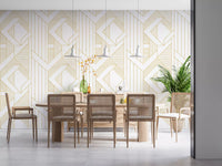 Deco Lines Gold and White Geometric Wall Art Wallpaper⁠