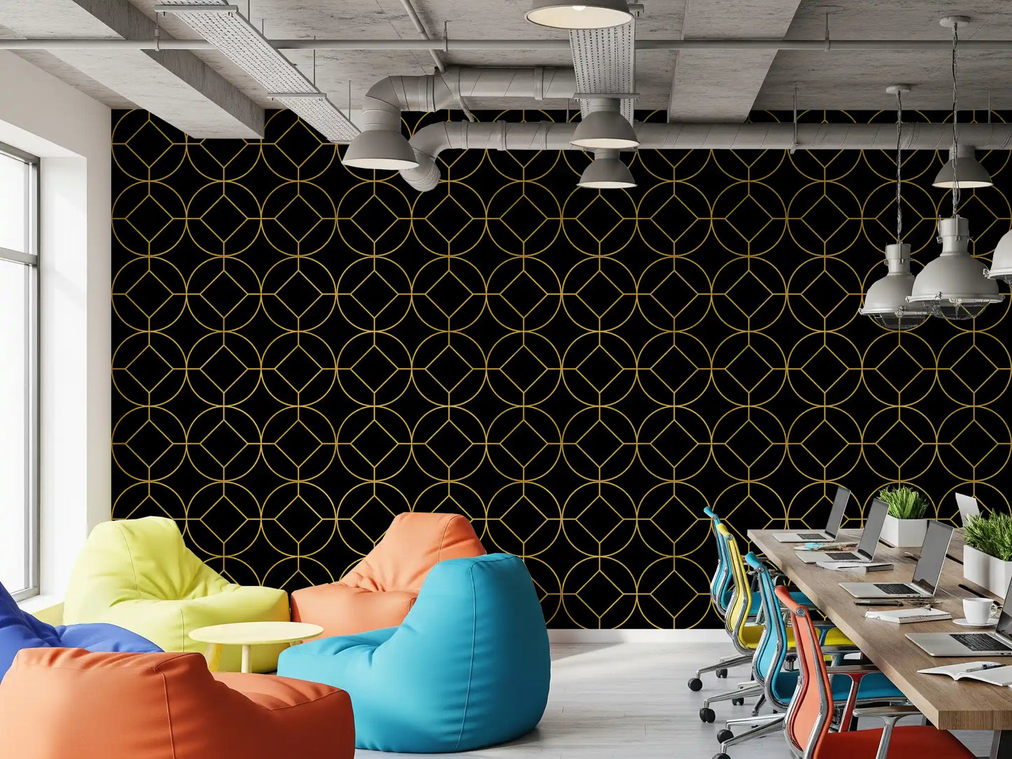 Golden Gatsby Art Deco Geometric Wallpaper