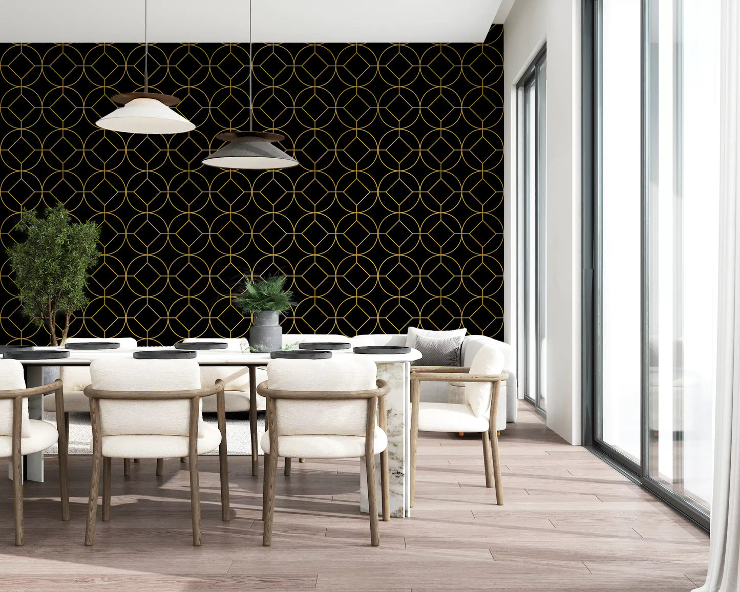 Golden Gatsby Art Deco Geometric Wallpaper