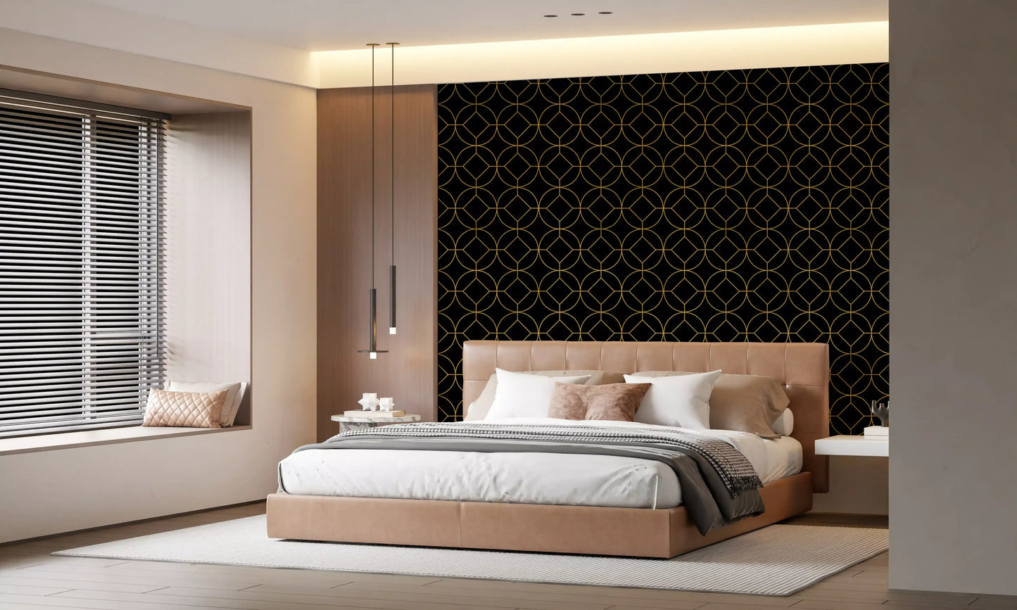 Golden Gatsby Art Deco Geometric Wallpaper