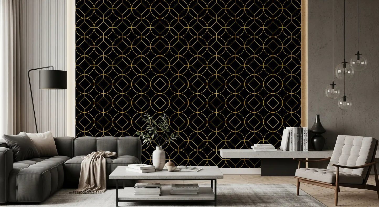 Golden Gatsby Art Deco Geometric Wallpaper