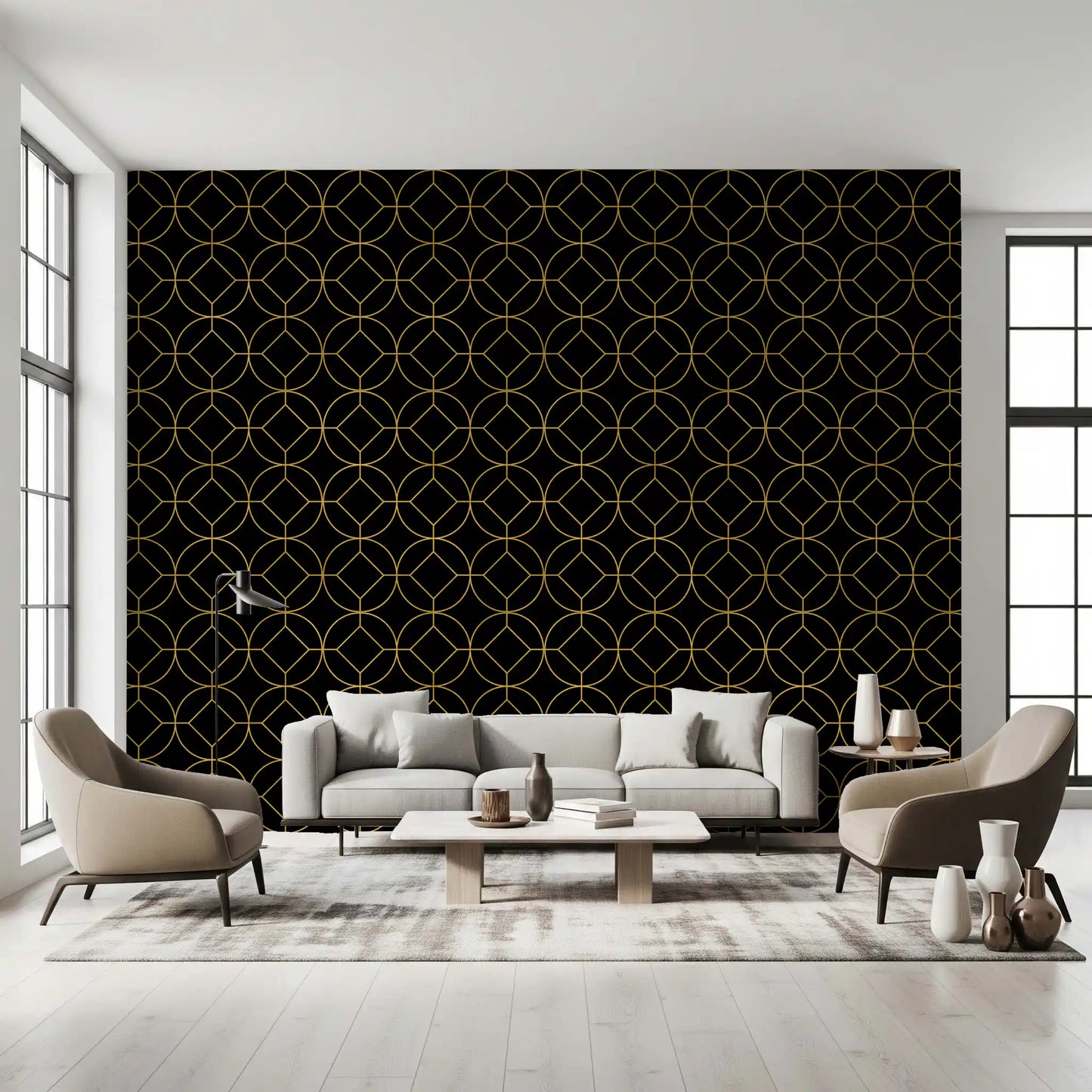 Golden Gatsby Art Deco Geometric Wallpaper