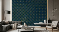 Art Deco Navy and Gold Geometric Wallpaper