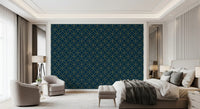 Art Deco Navy and Gold Geometric Wallpaper