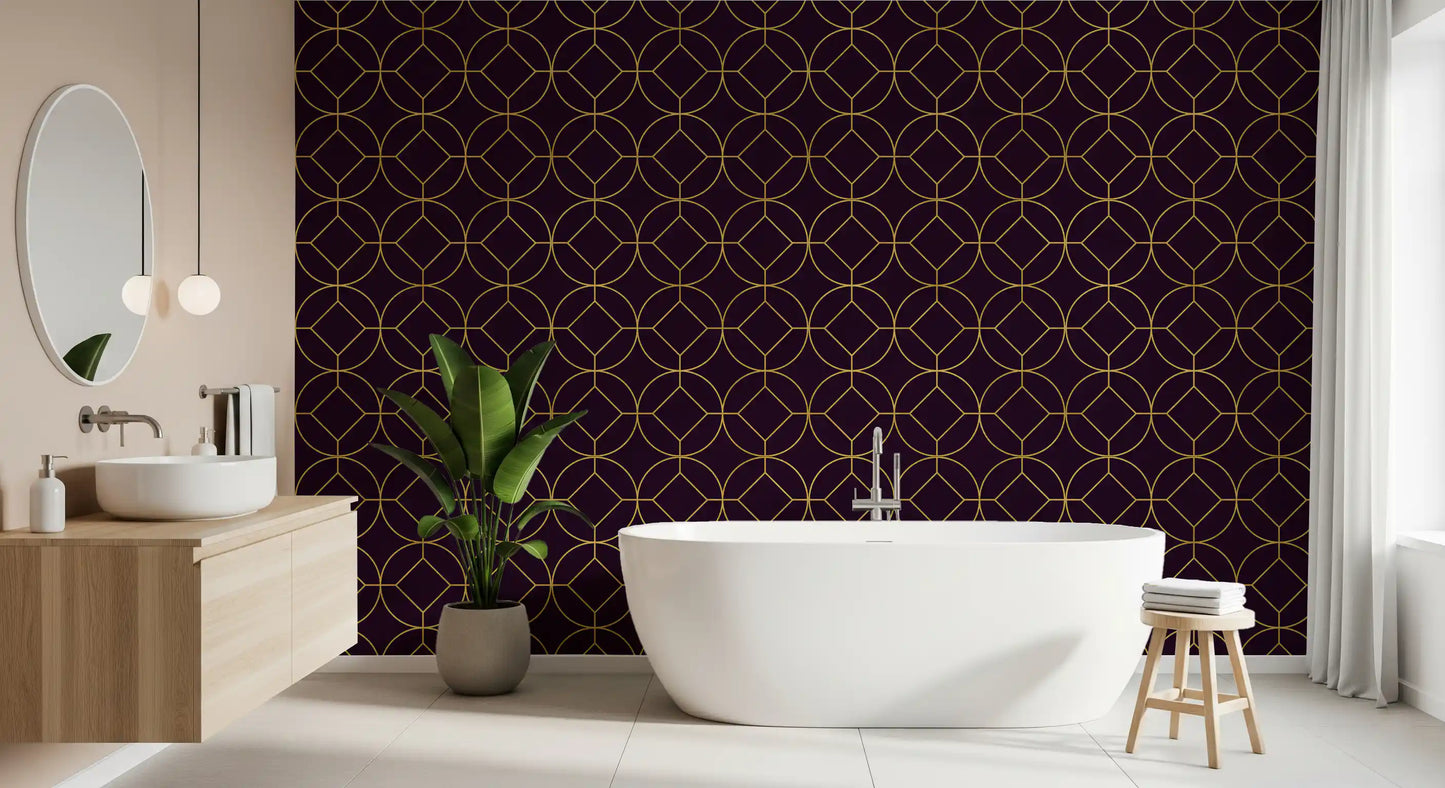 Luxe dark tone pattern from Art Deco Gold and Plum Geometric Wallpaper style