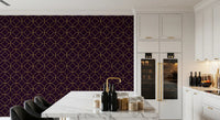 Artistic interior surface using Art Deco Gold and Plum Geometric Wallpaper look