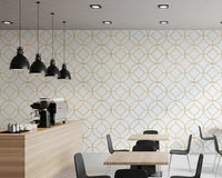 Modern decorative surface inspired by Modern Luxe Gold and White Lattice Wallpaper