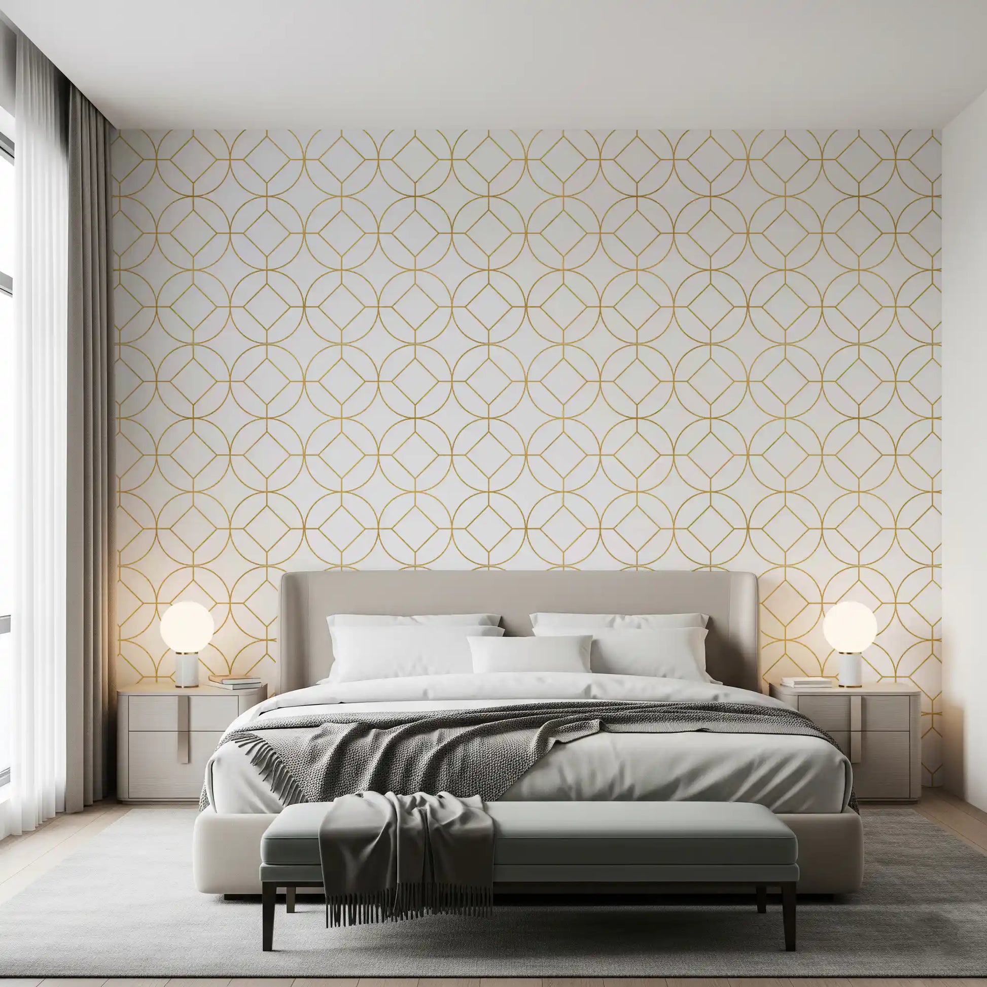 Refined structured grid from Modern Luxe Gold and White Lattice Wallpaper theme