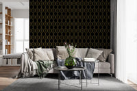 Premium visual texture inspired by Art Deco Gold and Black Leaf Wallpaper