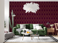 Minimal space Elegant Burgundy and Gold Art Deco Leaf Wallpaper gold leaf detail