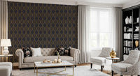 Living room Elegant Golden Leaf Art Deco Wallpaper style