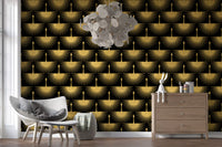 Luxury hallway wall Black Gold Crane Art Deco Wallpaper crane illustration