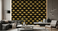 Art Deco living room style Black Gold Crane Art Deco Wallpaper bold contrast