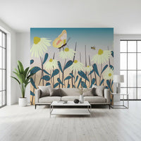 Sunny Day Daisy Garden Wall Mural Wall Mural