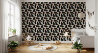 Playful Black Cats and Yarn Balls Wallpaper