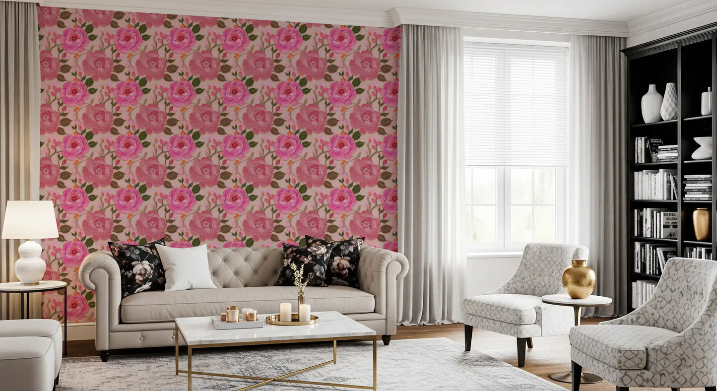 Romantic Blush Peony Botanical Wallpaper