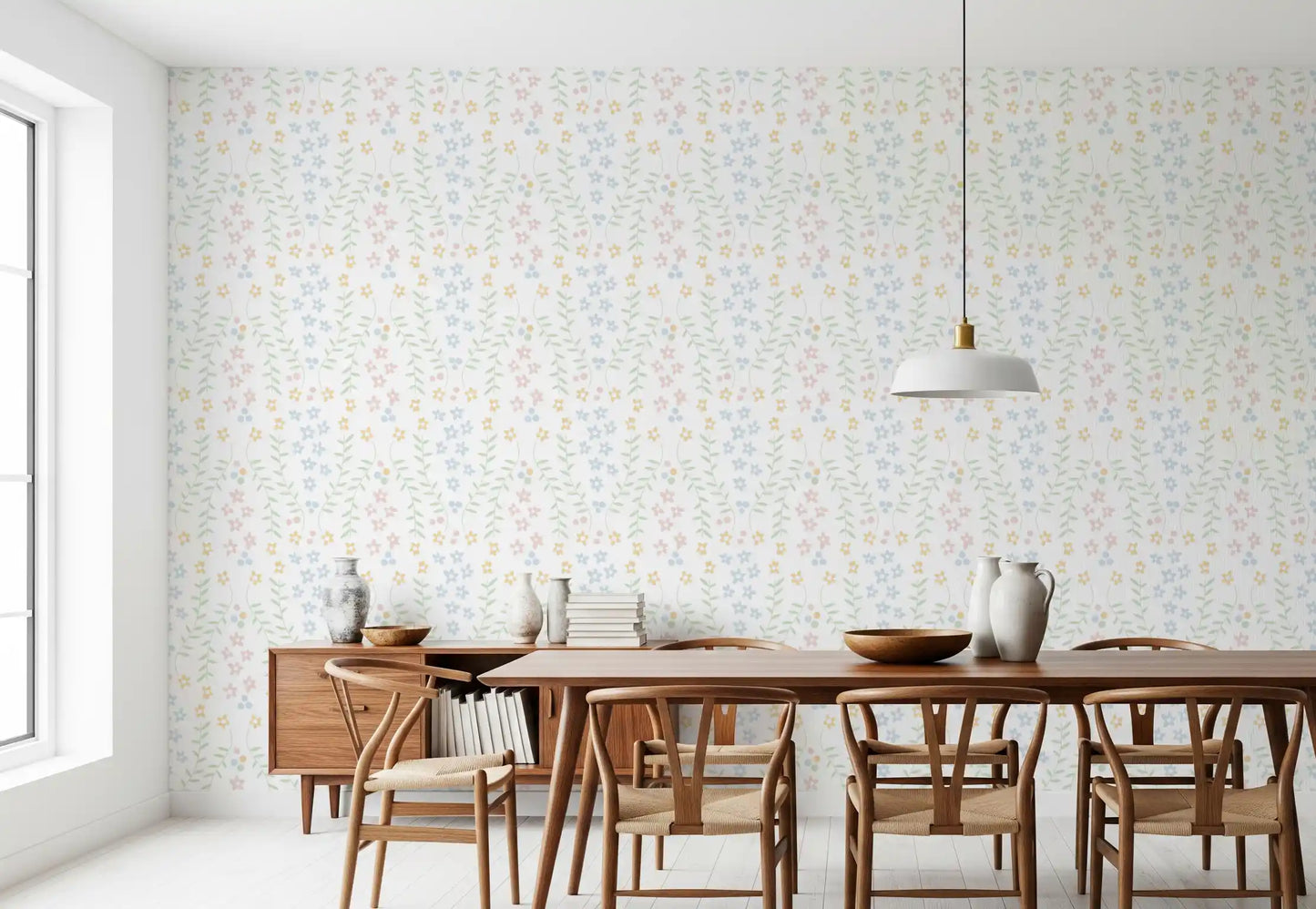 Sweet Scandinavian Floral Vines Wallpaper⁠