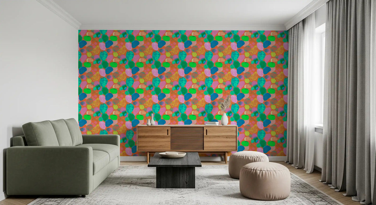 Retro Terrazzo Pop Abstract Wallpaper