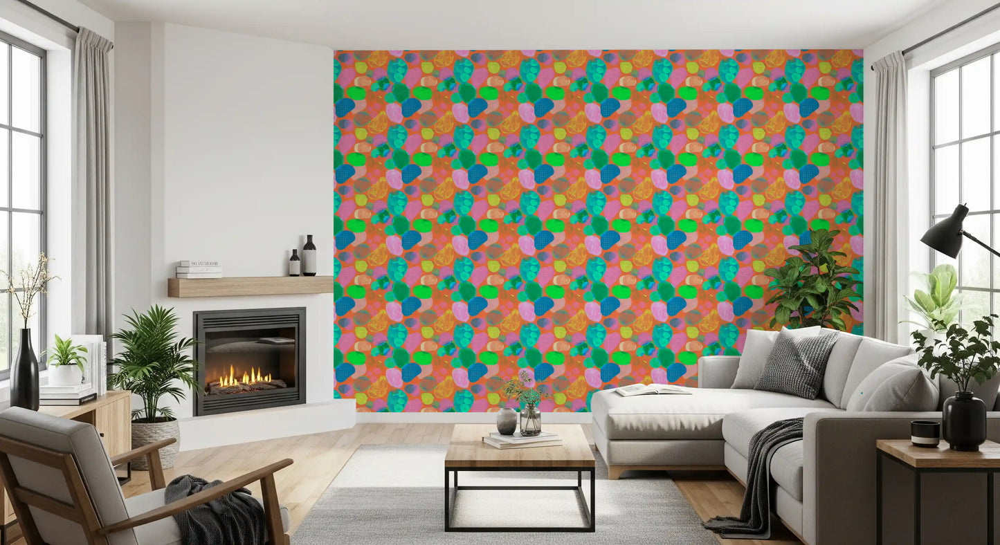 Retro Terrazzo Pop Abstract Wallpaper