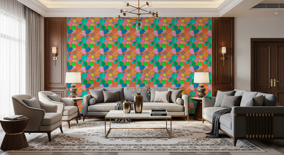 Retro Terrazzo Pop Abstract Wallpaper