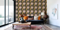Midnight Protea and Golden Palm Wallpaper