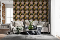 Midnight Protea and Golden Palm Wallpaper
