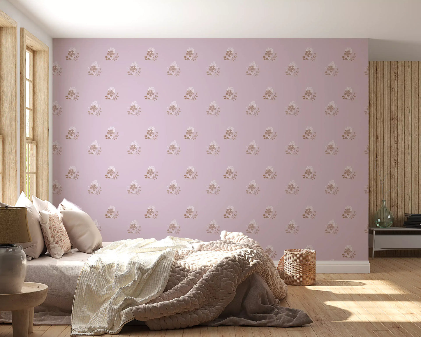 Charming Hand-Painted Lavender Floral Wallpaper