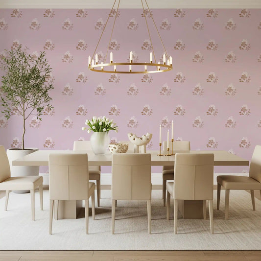 Charming Hand-Painted Lavender Floral Wallpaper